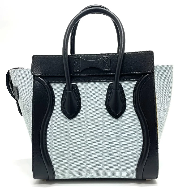 CELINE Handbag 167792  Leather / canvas Blue x black Luggage micro shopper Women Secondhand